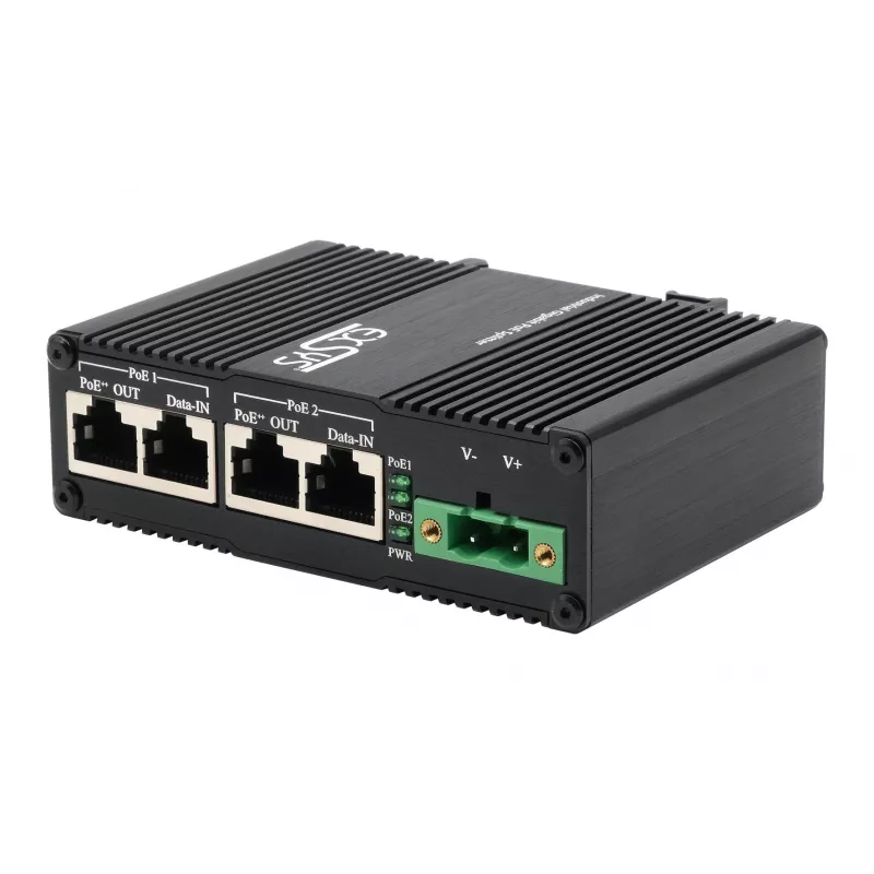 EXSYS 2-poorts PoE++ 10 Gigabit injector 90W, -40°C tot +80°C (EX-60350)