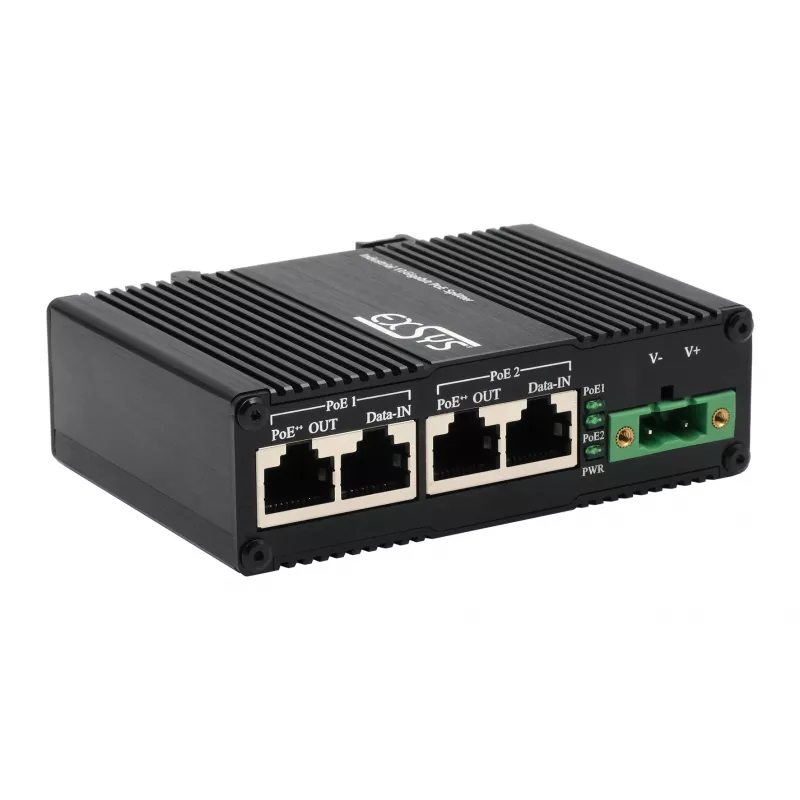 EXSYS 2-poorts PoE++ 10 Gigabit injector 90W, -40°C tot +80°C (EX-60350)