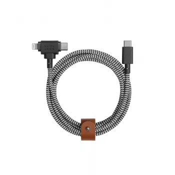 Native Union Belt Cable Duo USB-C naar USB-C/Lightning gevlochten kabel 1,5 m zwart