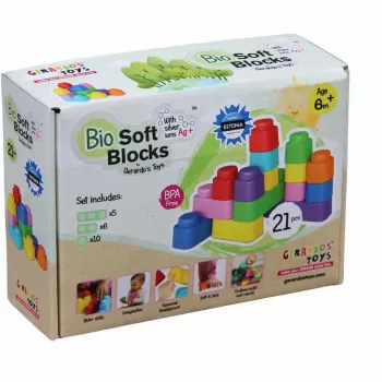 Gerardo's Toys GT3104 zachte bouwstenen set, 21 delen, EVA-schuim, meerkleurig, voor kinderen vanaf 6 maanden