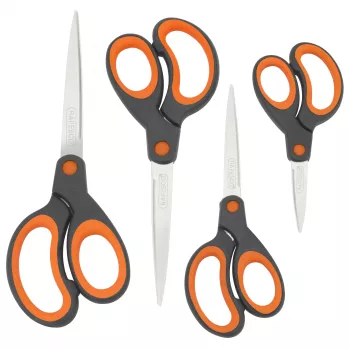 Rapesco Soft Grip scharenset, 4 delen, roestvrijstalen bladen, verschillende maten 1577