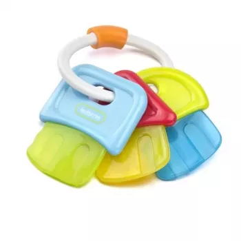 Kidsme met water gevulde bijtring met meerdere texturen in sleutelvorm, 3M+
