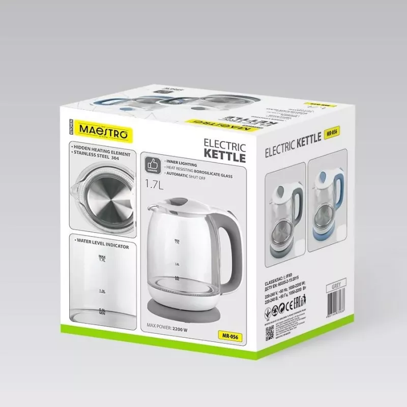Maestro MR-056 grijze waterkoker 1,7 L 2200 W