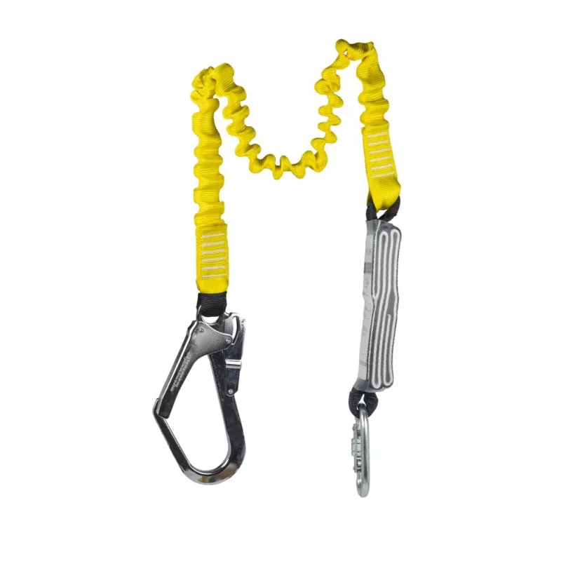 C.K Tools T8008 valharnas met valdemper, 2m, enkelbeen, stalen karabijnhaak en steigerhaak, EN 354/355/362