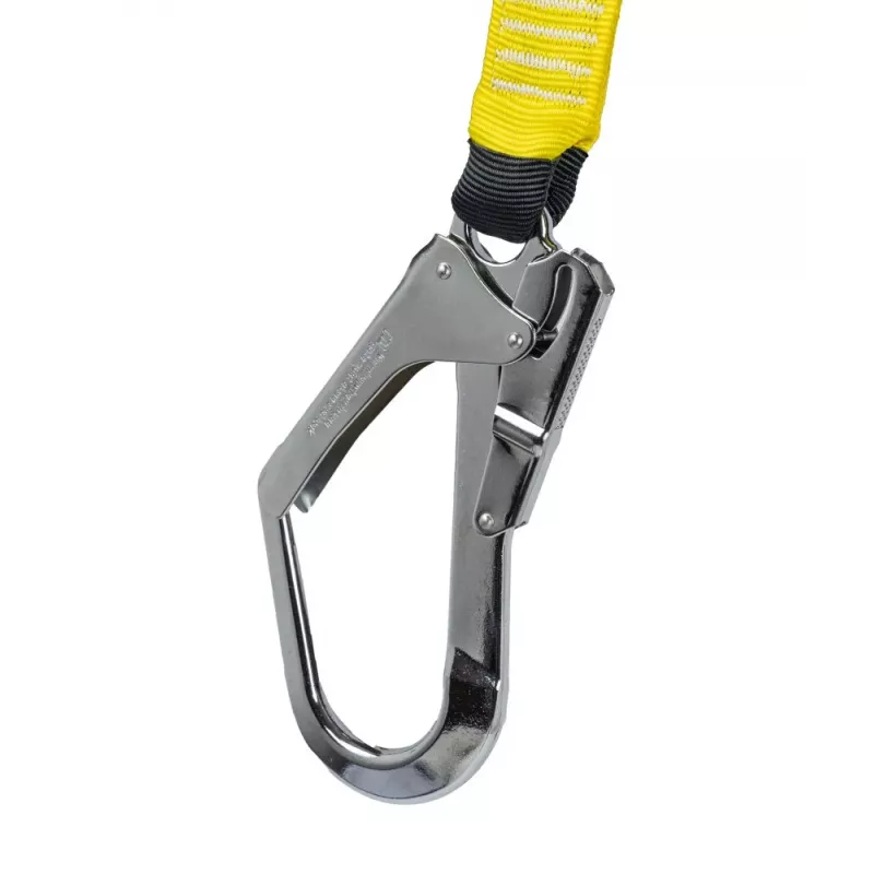 C.K Tools T8008 valharnas met valdemper, 2m, enkelbeen, stalen karabijnhaak en steigerhaak, EN 354/355/362