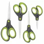 Rapesco Soft Grip scharenset, 4 delen, roestvrijstalen bladen, ergonomische grepen, 21cm/17cm/13cm/9cm, zwart/grijs 1576
