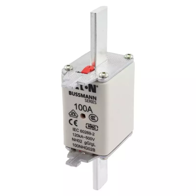 Eaton 100NHG02B NH-zekering D02 100 A 500 V gG met mechanische indicator, 3-pack