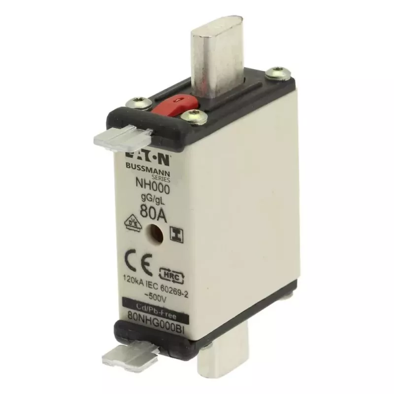 Eaton 80NHG000BI NH-zekeringpatroon 80 A 500 V AC maat 000 met mechanische indicator, 3-pack