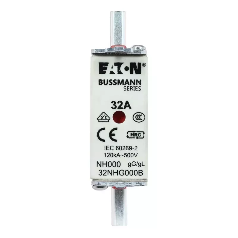 Eaton 32NHG000B NH-zekeringpatroon met mechanische indicator, 32 A, 500 V AC, maat 000, gG, 3-pack