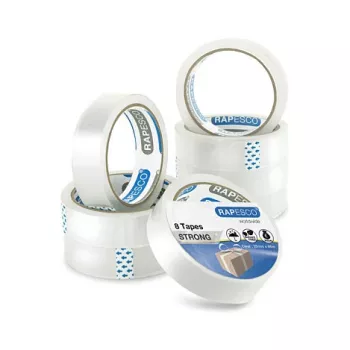 Rapesco 1808 transparant plakband 25,5 mm x 66 m, 8 rollen
