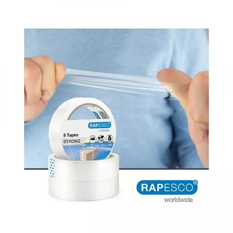 Rapesco 1808 transparant plakband 25,5 mm x 66 m, 8 rollen