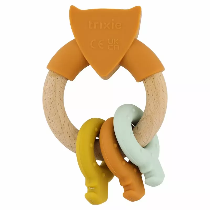 Trixie houten & siliconen babyspeelgoed, vos, 0m+