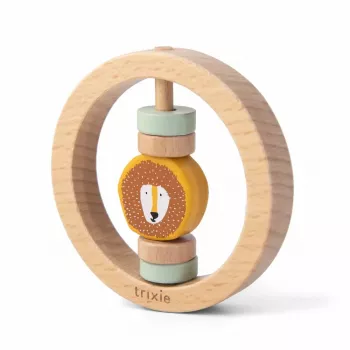 Trixie Mr. Lion rond houten babyspeelgoed om te bijten, 6m+