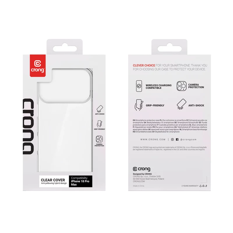 Crong Clear Cover hoesje voor Apple iPhone 18 Pro Max / 17 Pro Max - transparant