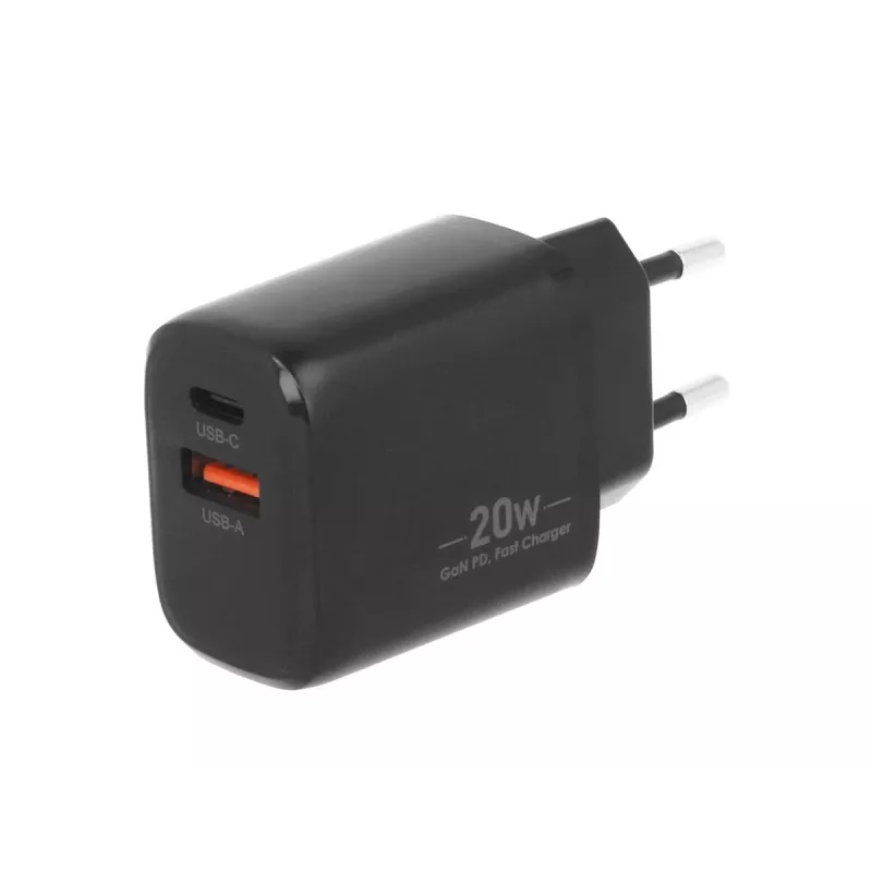 MOVANO GaN 20W USB-C PD + USB-A oplader (zwart)