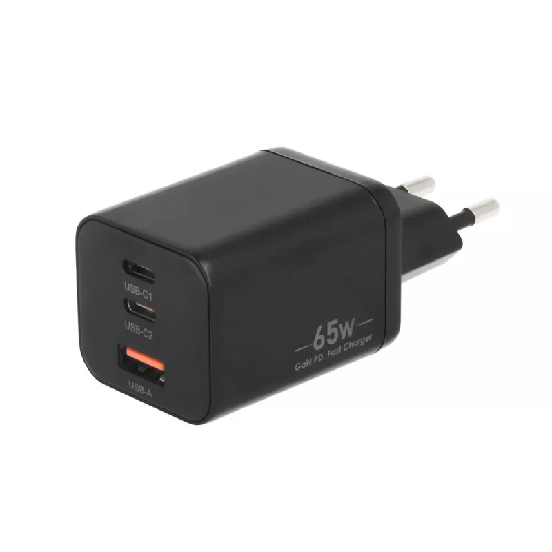 MOVANO GaN 65W 2x USB-C PD + USB-A oplader (zwart)