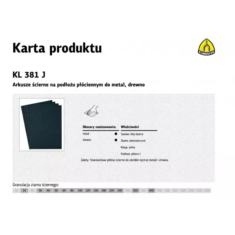KLINGSPOR schuurvliesblad P320 KL381J, 230 x 280 mm, 50-pack