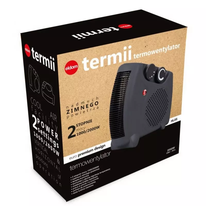 ELDOM HL8S Heteluchtblazer Elektrisch Verwarmingsapparaat Binnen Grijs 2000 W
