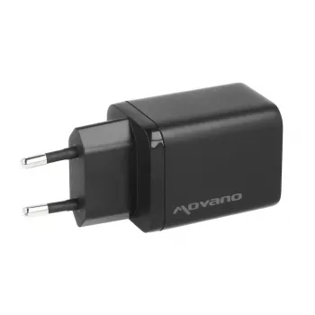 MOVANO GaN 45W USB-C PD + USB-A wandlader (zwart)