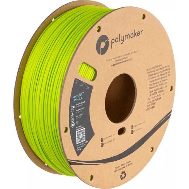 Polymaker PolyLite LW-PLA (PA08008) – zwart, 1,75 mm, 0,8 kg