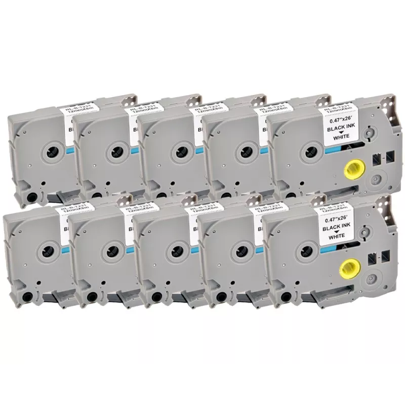 G&G 20100 compatibele labeltapecassette voor Brother TZe-231, 12 mm, zwart op wit, 10-pack