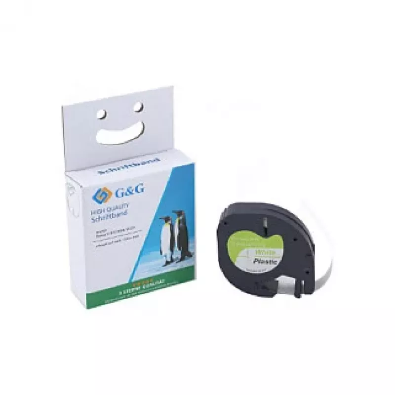 G&G BM-D-G-91221 labeltapecassette 12mm x 4m wit/zwart voor DYMO
