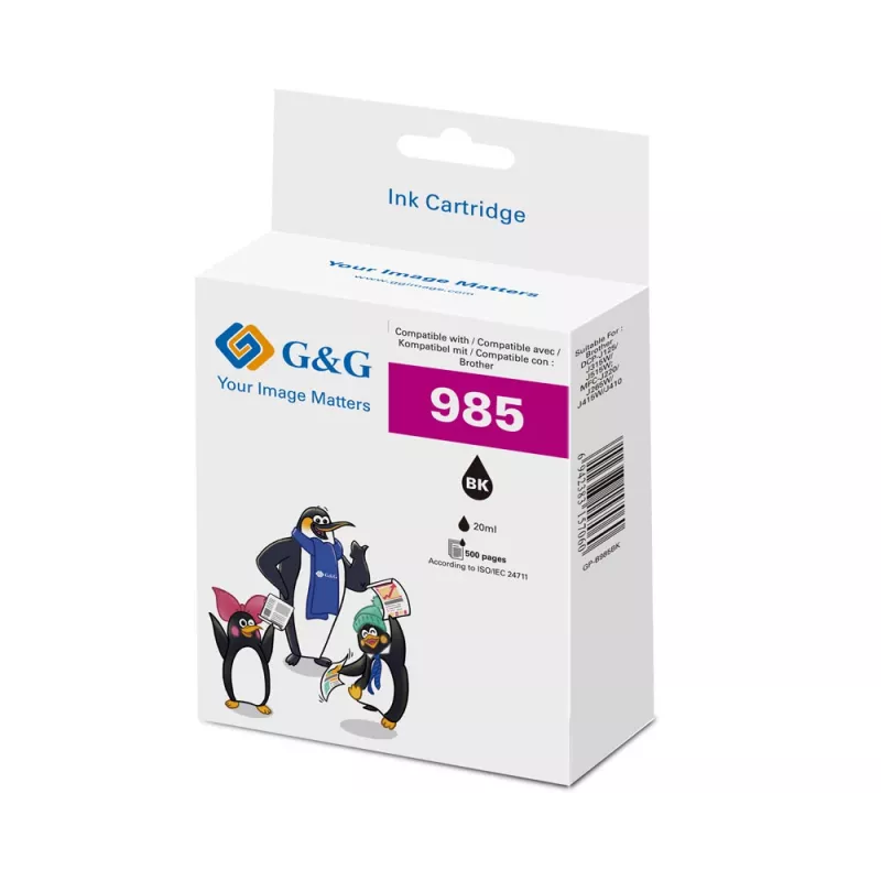 G&G compatibele inktpatroon Brother LC-985BK zwart (18821)