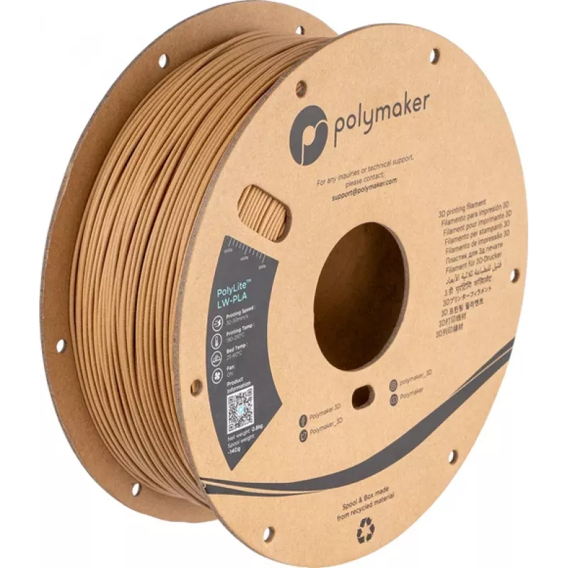 Polymaker PolyLite LW-PLA 1,75mm zwart 0,8kg (PA08004)