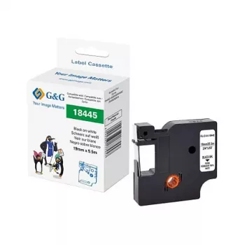 G&G Rhino 21680 Compatibel labelband 19 mm zwart op wit voor Dymo Rhino