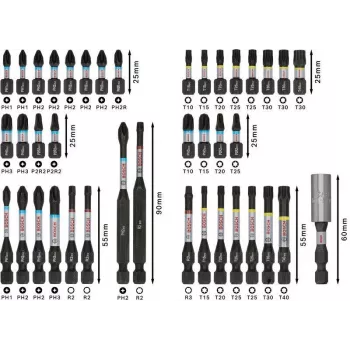 Bosch 2608521U79 34-delige boor- en schroefbitset met magnetische universele houder, X-Line koffer