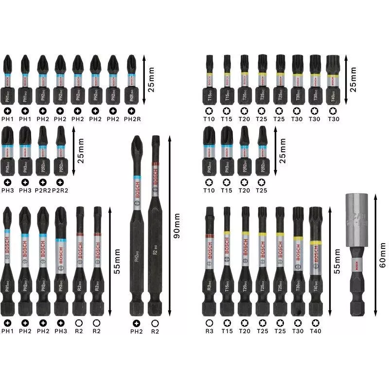 Bosch 2608521U79 34-delige boor- en schroefbitset met magnetische universele houder, X-Line koffer