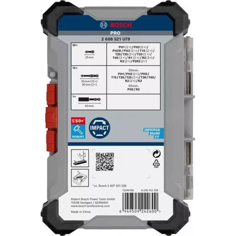 Bosch 2608521U79 34-delige boor- en schroefbitset met magnetische universele houder, X-Line koffer