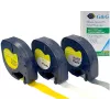 G&G TD-RL-D-91201/2/8-3P labeltape-set, 12 mm, 3-pack (wit, geel, zilver op zwart), compatibel met DYMO D1