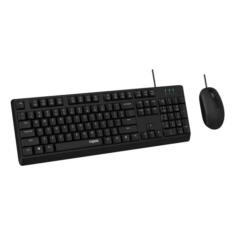 Rapoo NX1500 bedraad toetsenbord- en muisset, full-size QWERTZ, zwart R-13100