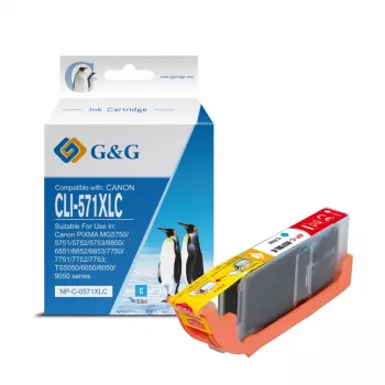 G&G high yield cyaan inktpatroon compatibel met Canon CLI-571XLC / 0332C001 (13857)