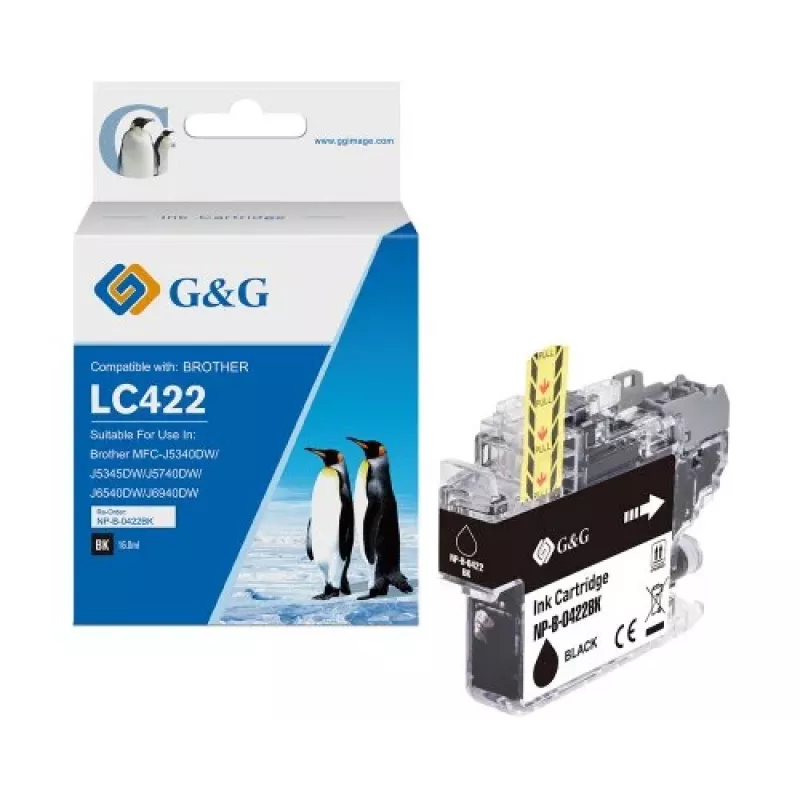 G&G compatibele Brother LC422BK zwarte inktpatroon (550 pagina's) - 20580