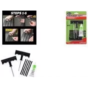 IWH slime bandenplug-reparatieset, 8-delige tubeless bandenpech-reparatieset met T-greep gereedschap en 5 butylrubber pluggen 20500
