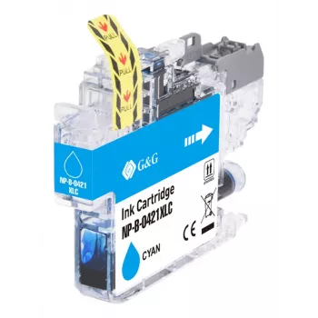 G&G Compatibele Brother LC421XLC Inktpatroon Hoge capaciteit Cyaan (500 pagina's)