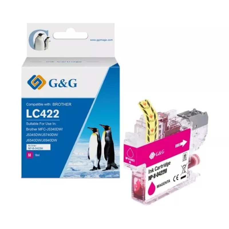 G&G Compatibele Inktpatroon Brother LC422M Magenta (550 pagina's) 20582