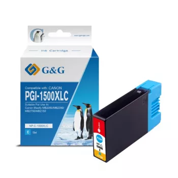 G&G compatibele Canon PGI-1500XLC inktcartridge met hoge capaciteit, cyaan (9229B001)