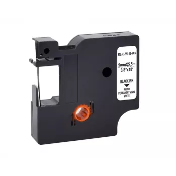 G&G vinyl-etiketteerband wit 9 mm x 5,5 m zwarte print (RL-D-Vi-18443-BK/WT-9MM*5.5M)