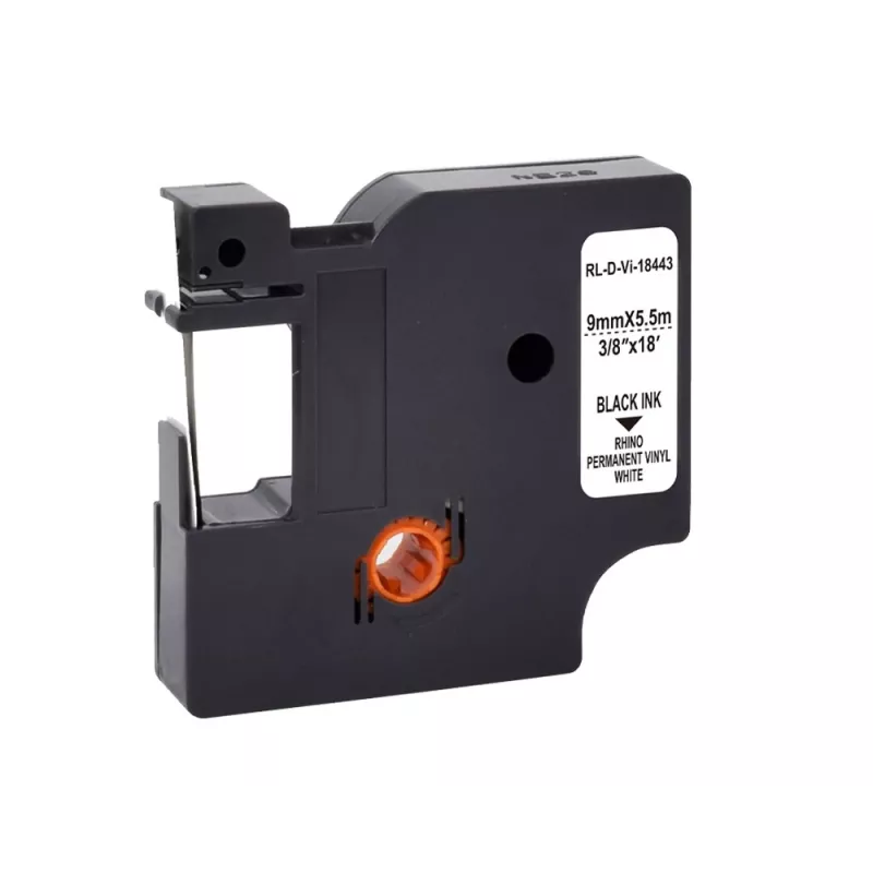 G&G vinyl-etiketteerband wit 9 mm x 5,5 m zwarte print (RL-D-Vi-18443-BK/WT-9MM*5.5M)