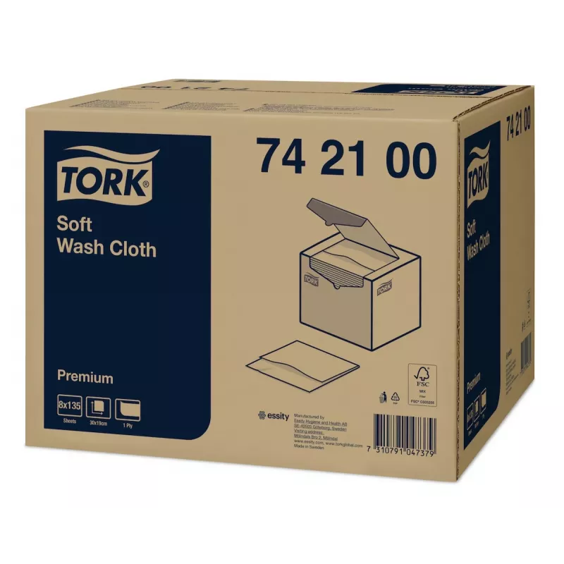 Tork Premium Soft washandjes 1-laags wit, 1080 doekjes (742100)