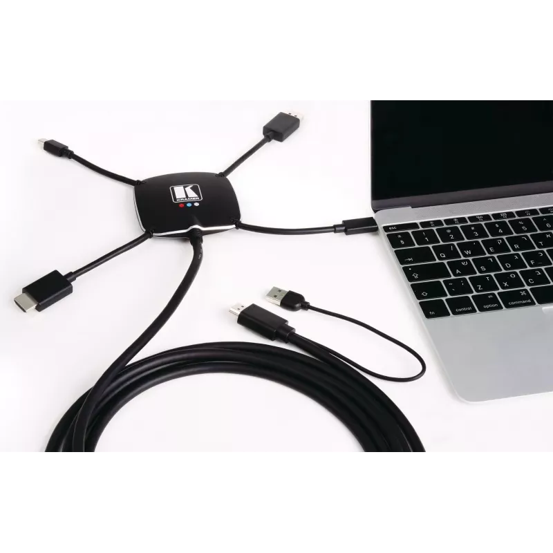 Kramer K-SPIDER multi-format presentatie-adapterkabel - HDMI/DisplayPort/Mini DisplayPort/USB-C naar HDMI/USB - 3,05 m - 4K actief 91-00015599