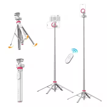ULANZI MT-44 M MagSafe statief selfiestick met Bluetooth-afstandsbediening, 149 cm, wit