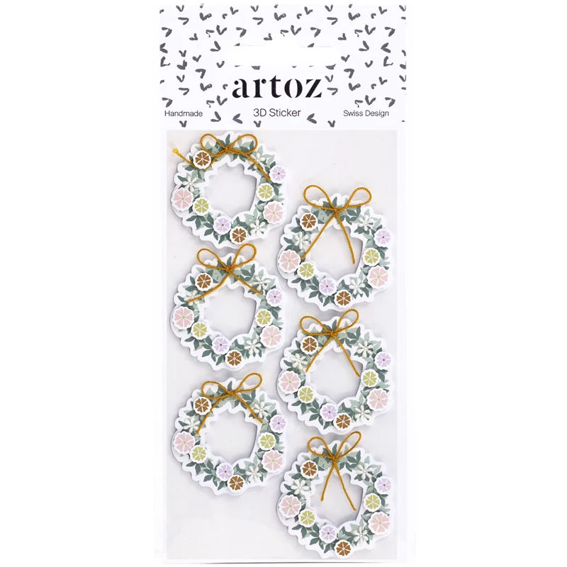 Artoz 3D deurkrans papierstickers, 6-pack 185600-221