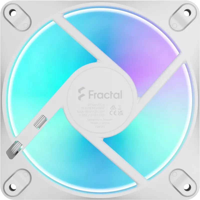 Fractal Design Dynamic 3-12 Reverse RGB Wit behuizingsventilator, 120mm, PWM, ARGB, Reverse Blade FD-F-DR3-1205