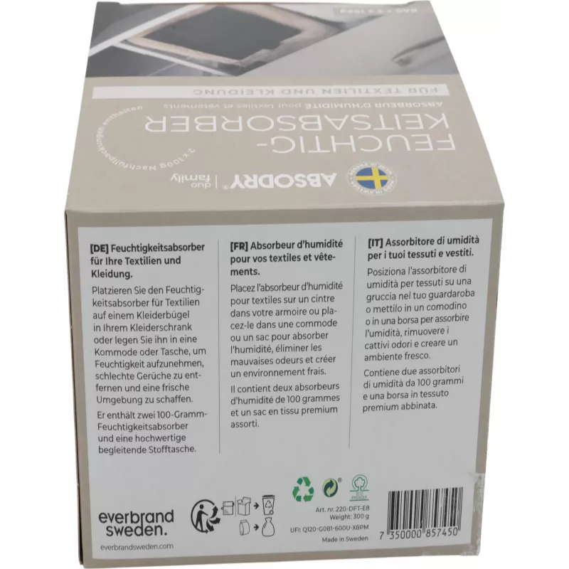 Absodry Duo Family vochtabsorber voor kleding en textiel, 2x 100 g (220-dft-e8)