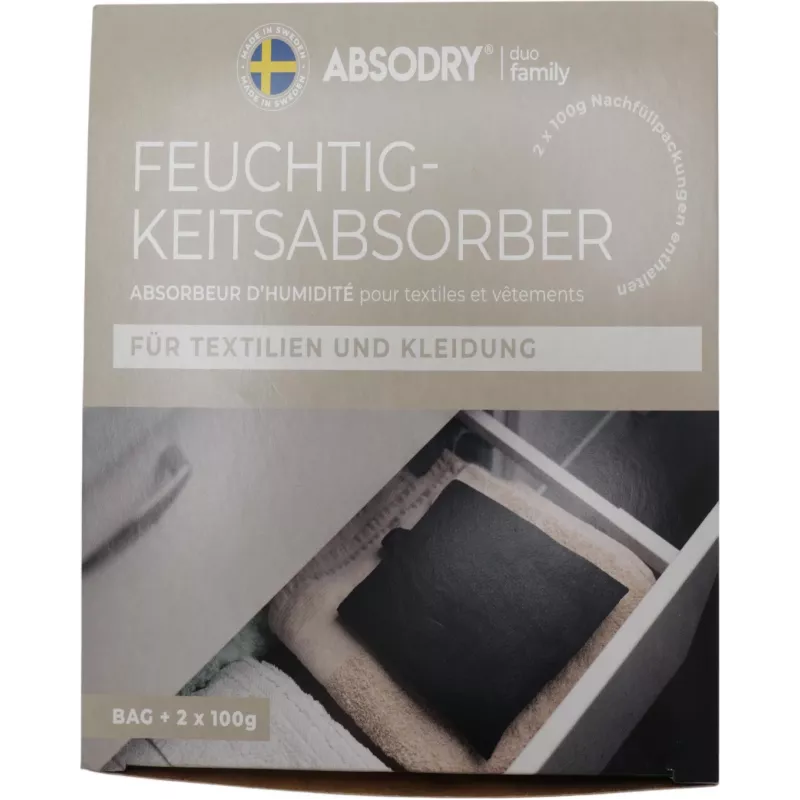 Absodry Duo Family vochtabsorber voor kleding en textiel, 2x 100 g (220-dft-e8)
