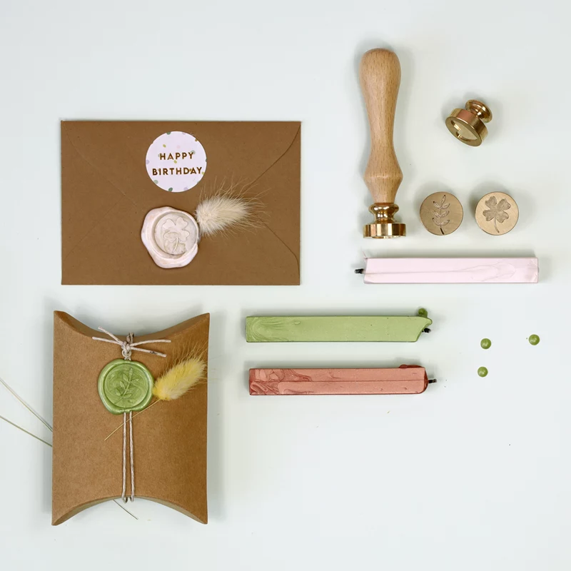 Artoz zegelwax-set lichtroze lichtgroen koper (137605-21)